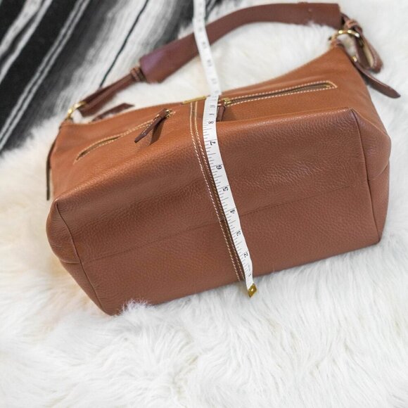 DOONEY & BOURKE BROWN BRASS ALL WEATHER LEATHER HOBO BAG - Picture 6 of 11